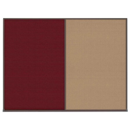 United Visual Products Triple Door Radius Corkboard, 72"X48", B UV80055-BRONZE-COBACC